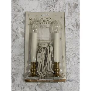 Merry Brite Electric Christmas Window Candles Set of 2 Solid Brass Base w/switch